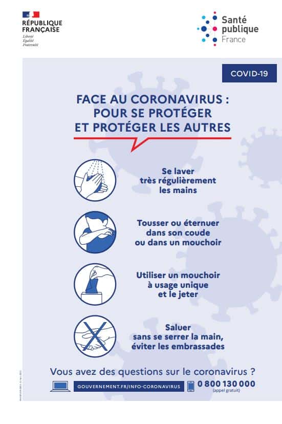 affiche de prévention contre le coronavirus