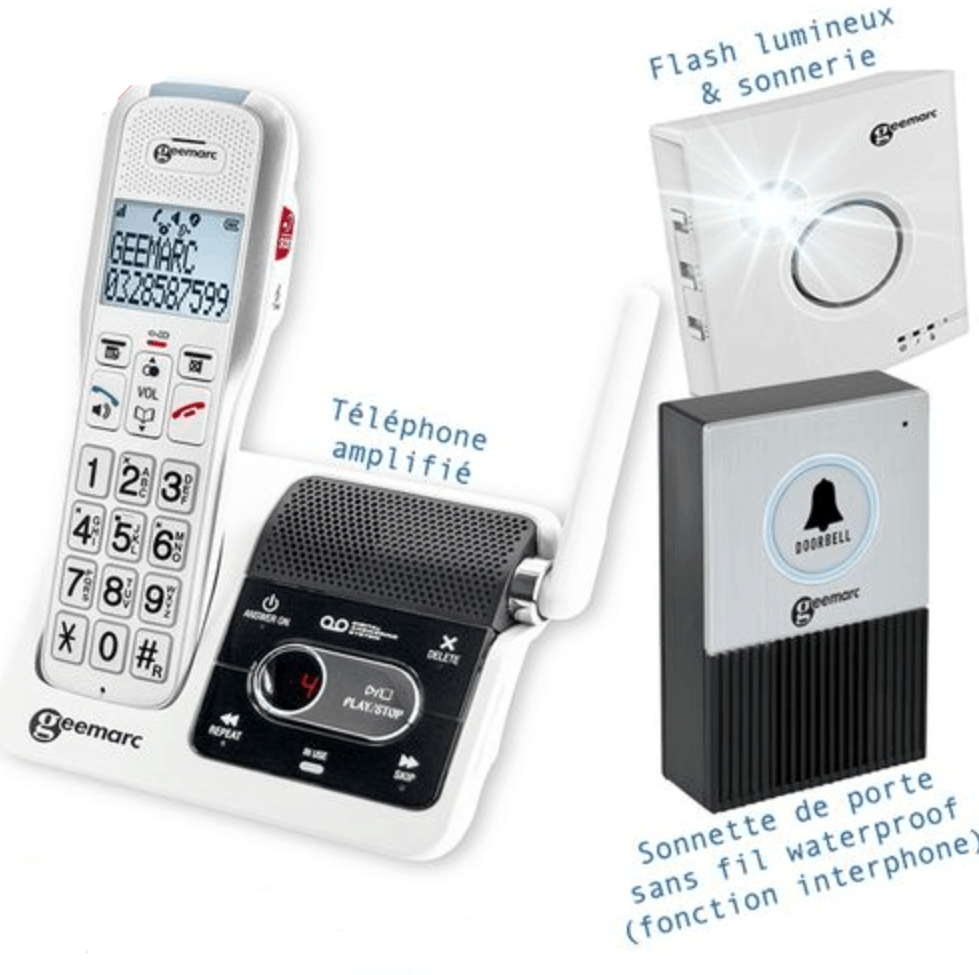 Téléphone Amplifié pour malentendants et senior (+60 dB) Geemarc