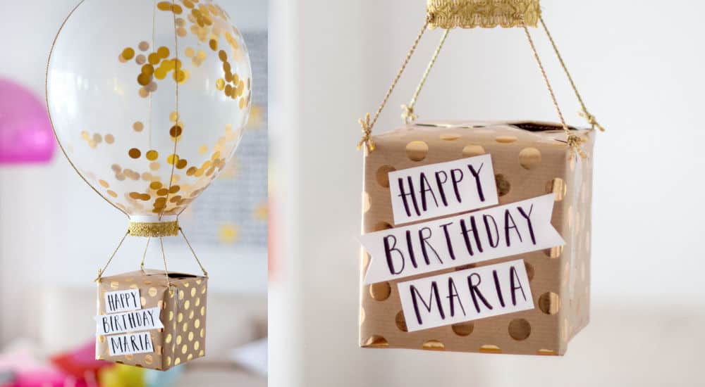 Emballage cadeau original pour anniversaire - Papier cadeau montgolfière