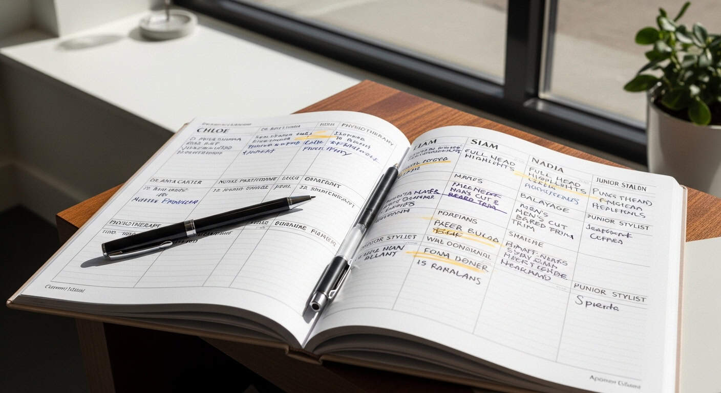 agenda consultation journalier professionnel ouvert sur un bureau de réception