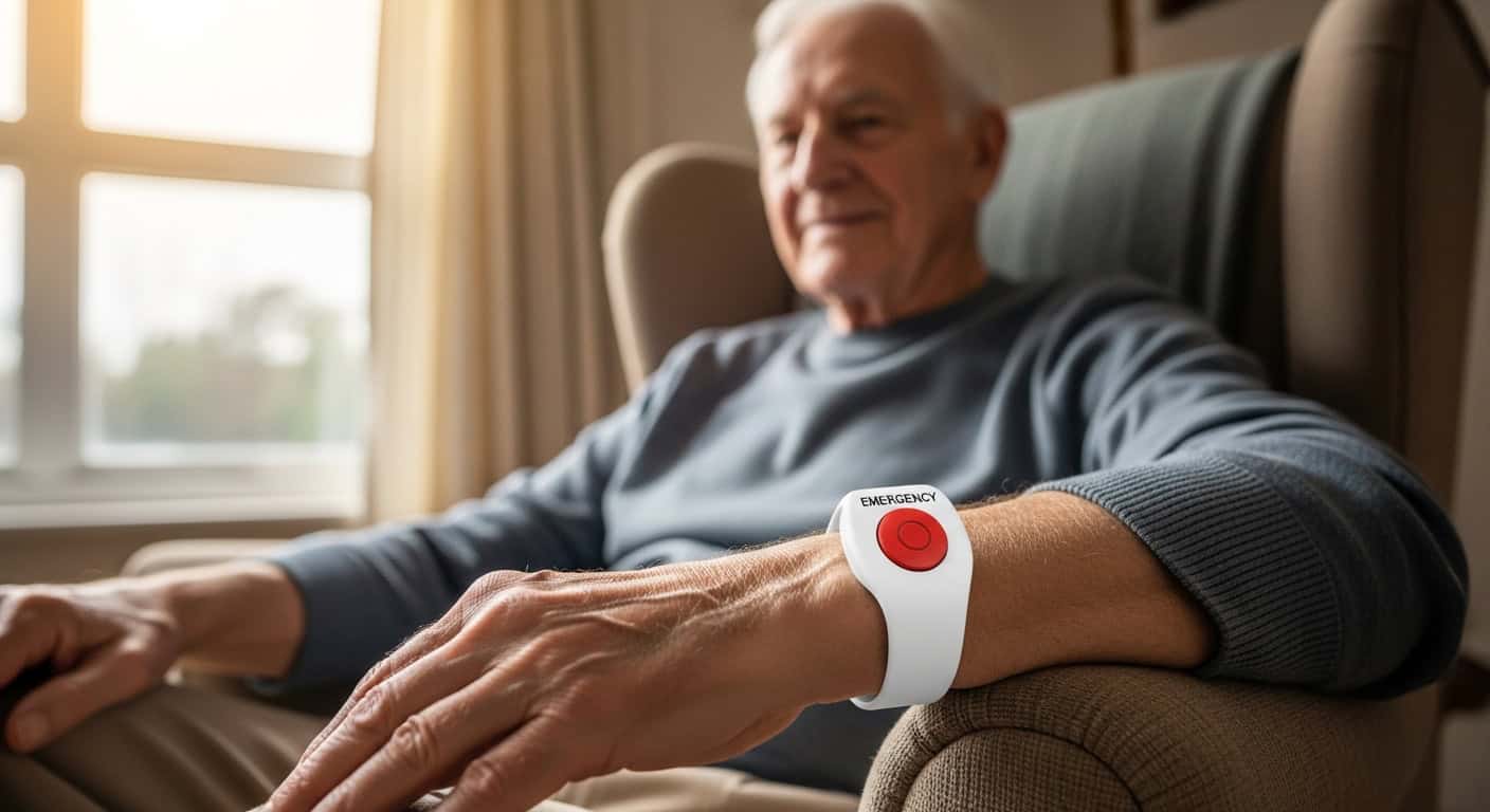 bracelet bouton SOS téléassistance personne âgée
