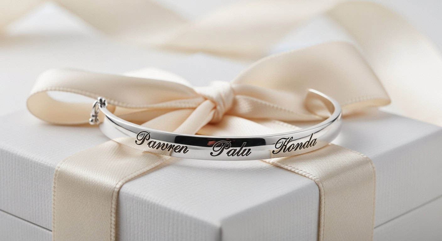 bracelet gravé avec prénoms petits-enfants - cadeau personnalisé grand-mère