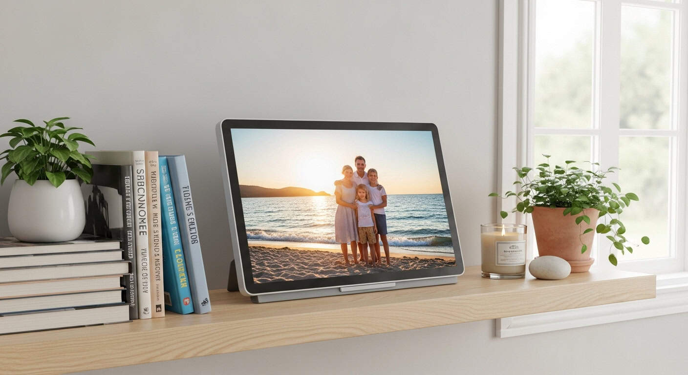 cadre photo connecté affichant photos de famille - cadeau pour grand-mère qui vit loin