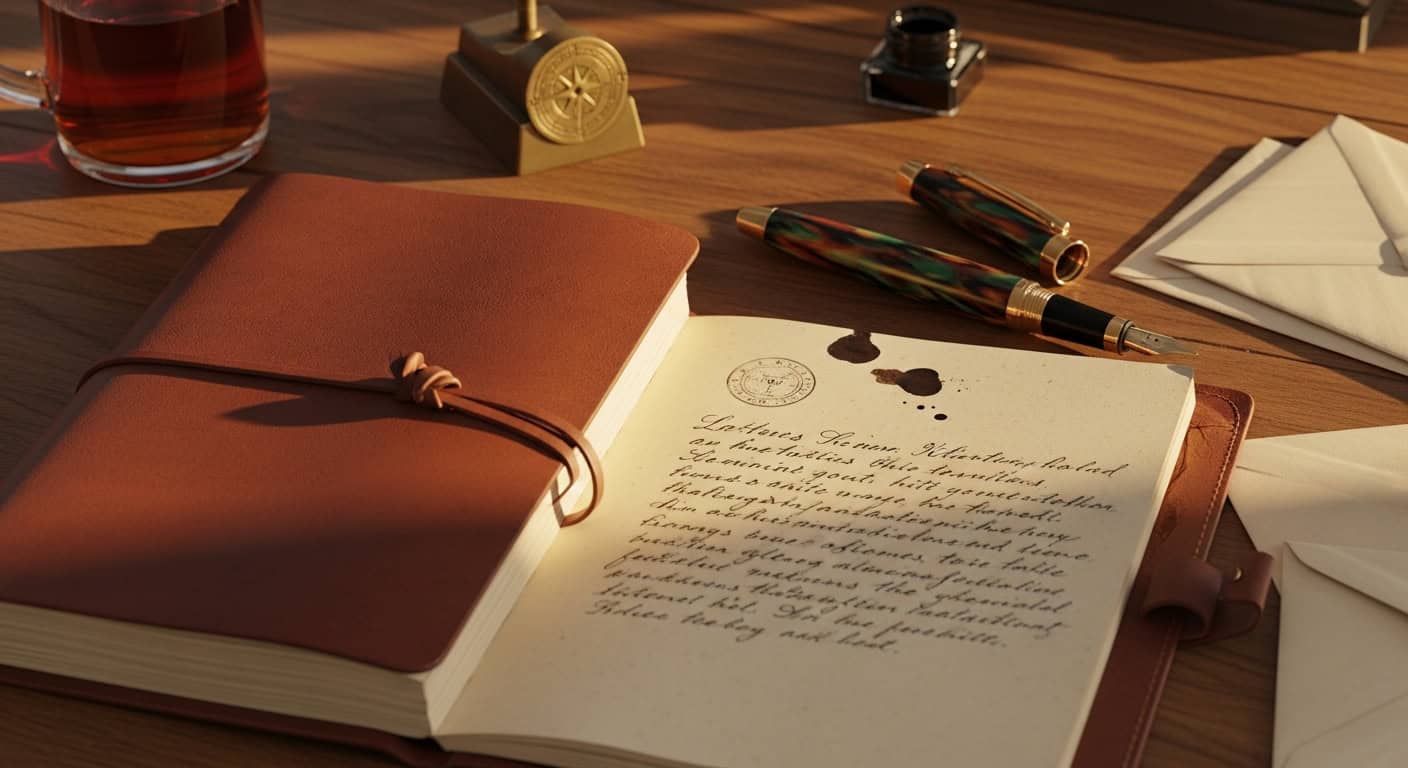 carnet de correspondance et stylo sur bureau - cadeau original pas cher fête des grand-mères