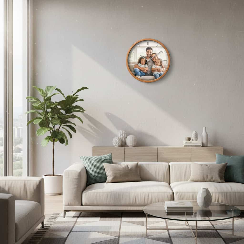 horloge murale photo personnalisée intérieur moderne